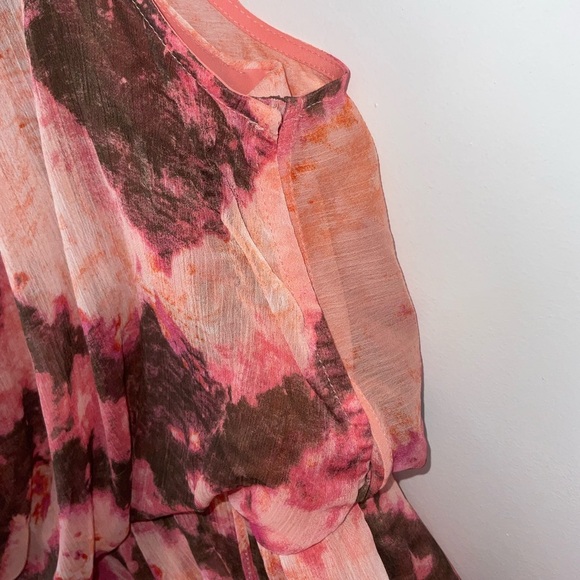 Chequer Orange/Peach/Brown Diamond Pattern Sleeveless Midi Dress | Size 4 - Picture 2 of 7